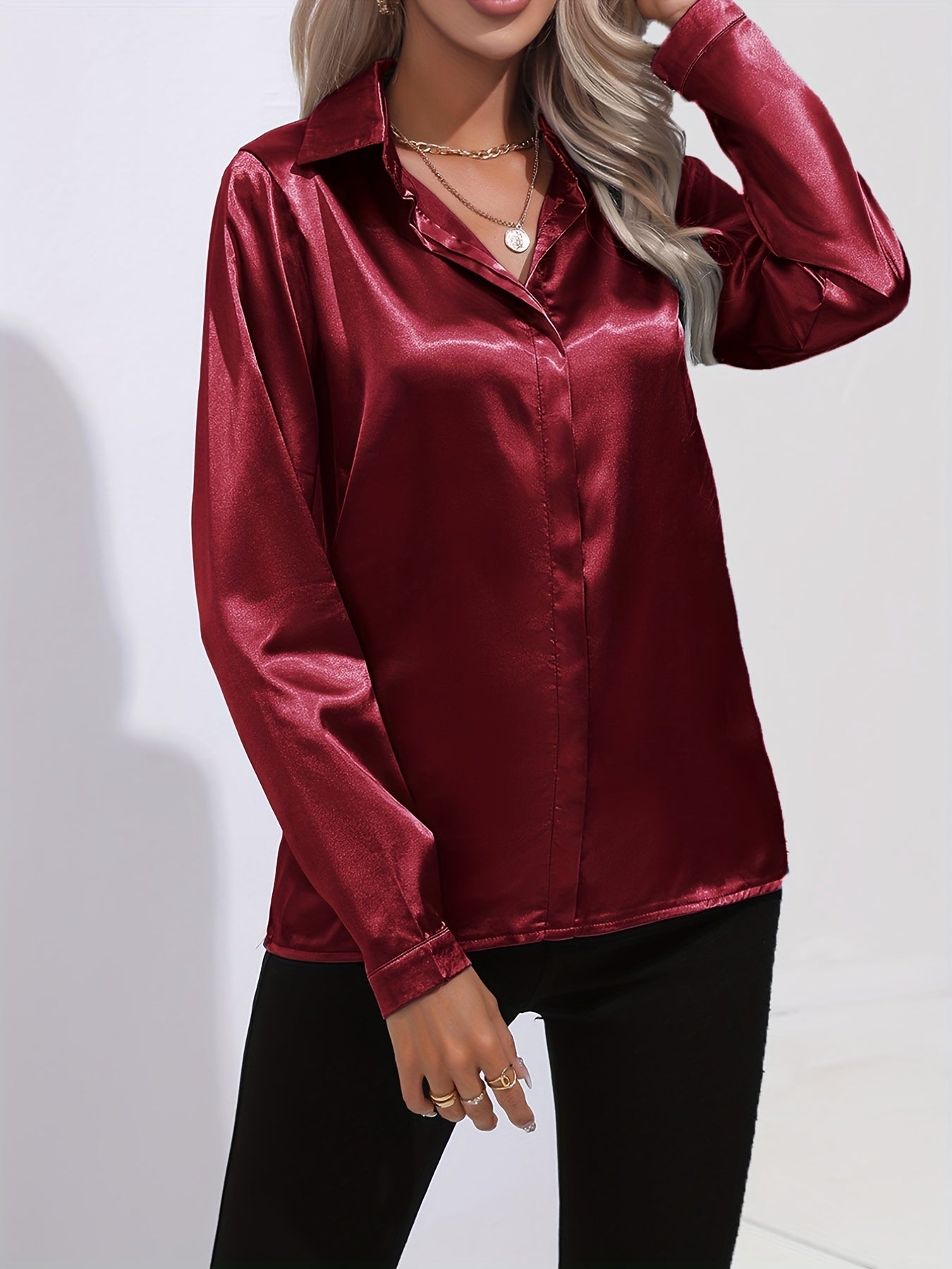 Casual Satijnen Dames Blouse