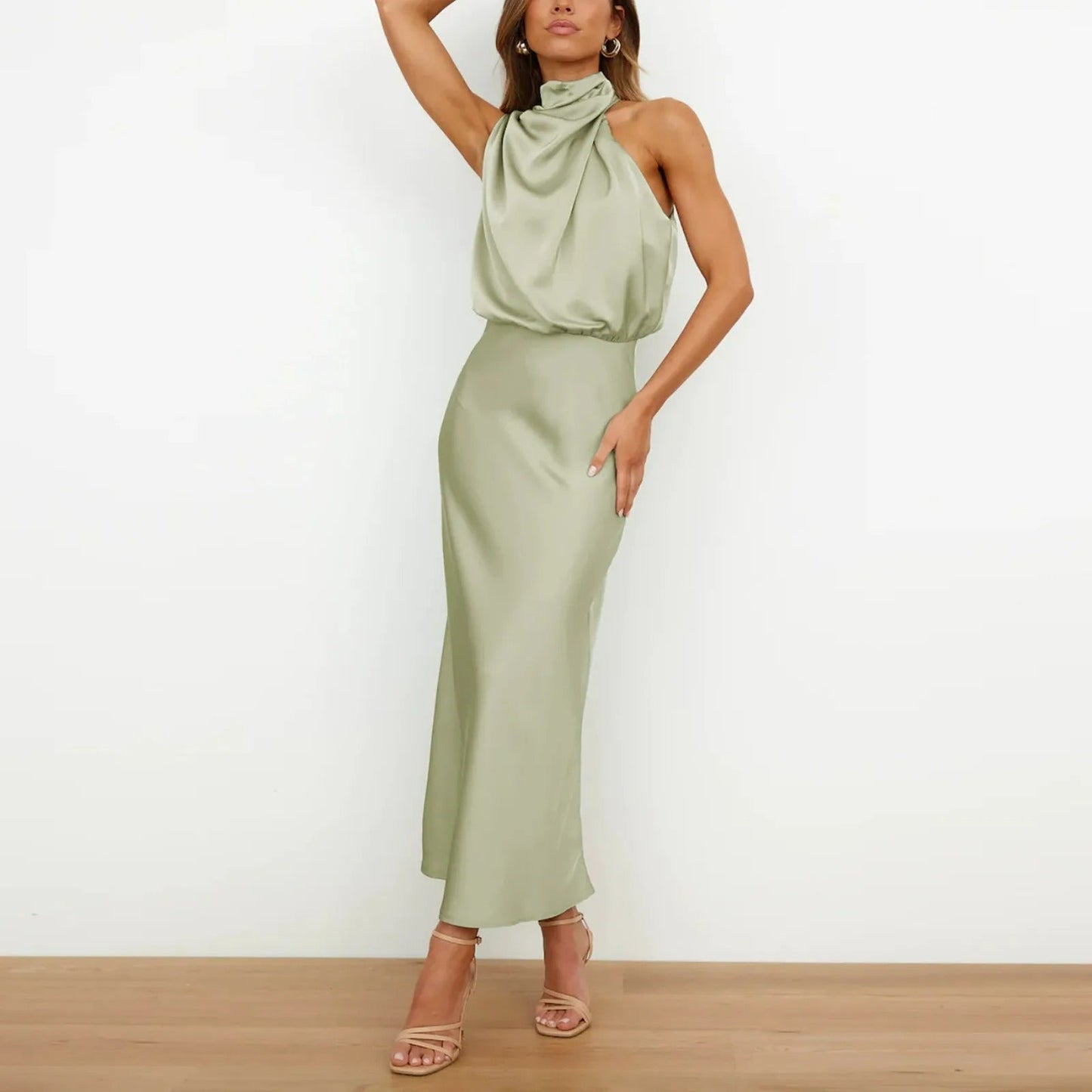 One Shoulder Satijnen Maxi Jurk Dames