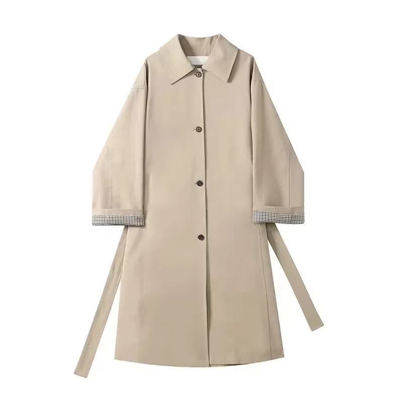 Fijnjas -  Minimalistische Lange Trenchcoat voor Vrouwen - Klassieke Trenchcoat Dames