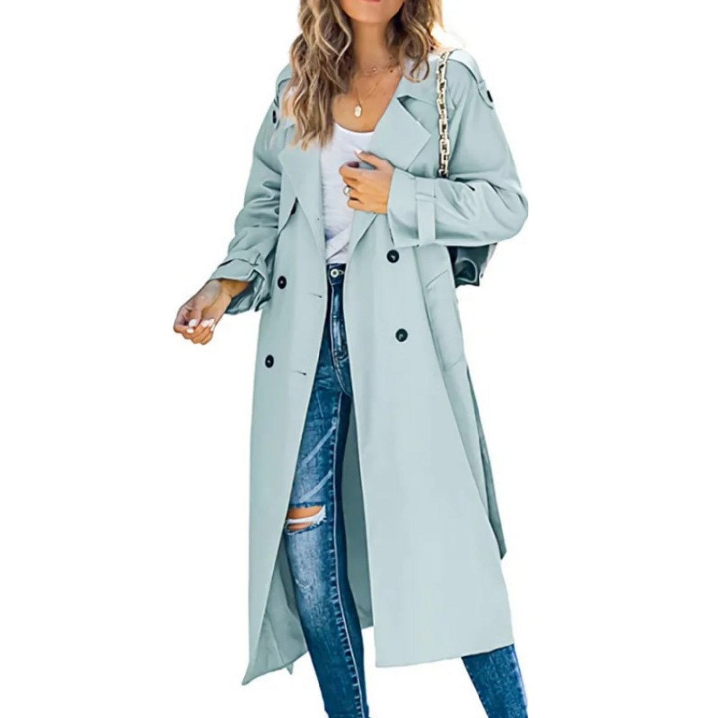 Esme casual trenchcoat met effen kleuren