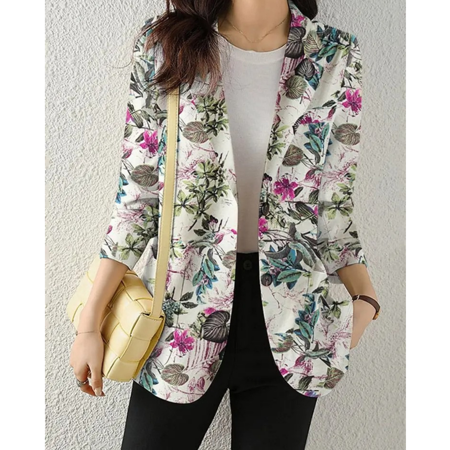 MODA Retro bedrukte dames blazer, casual lange mouw bloemen outerwear