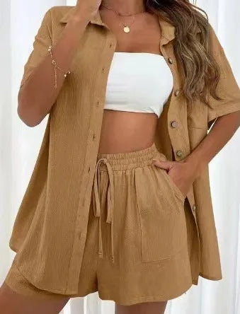 2-Delige Zomer Set Luchtige Blouse & Comfortabele Shorts