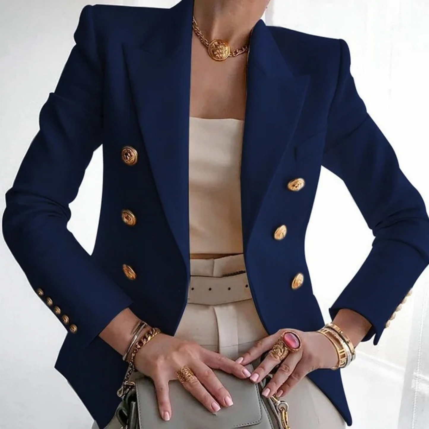 MODA Vintage mode dames blazer met dubbele rij knopen