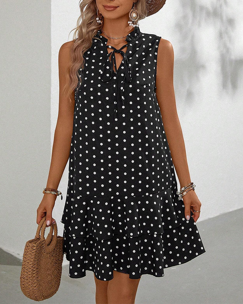 Mouwloze Polka Dot Jurk