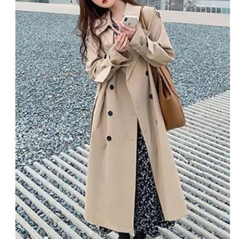 Vintjas -  Lange Trenchcoat met Ceintuur voor Vrouwen - Elegante Trenchcoat Dames