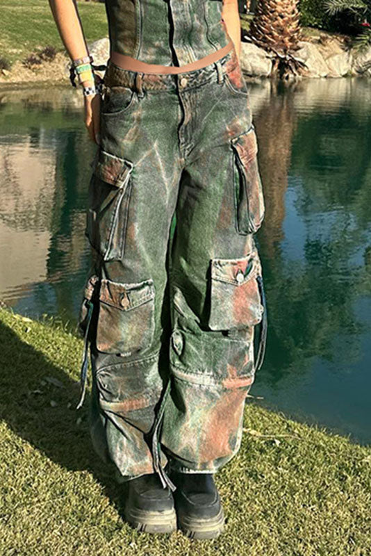 Trendy Contrast Denim Pants