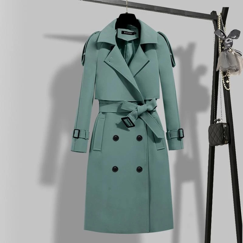 Modvrow - Trenchcoat Dames met Ceintuur en Dubbele Rij Knopen