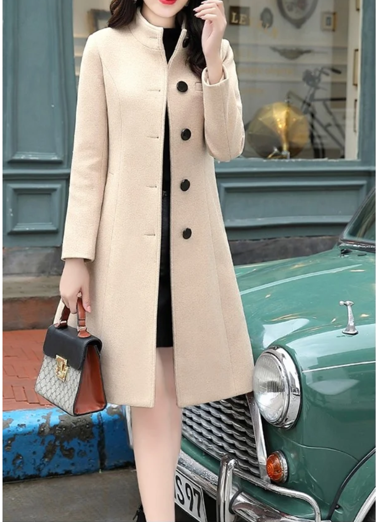 Vertraa - Elegante Trenchcoat Dames met Opstaande Kraag en Knopensluiting