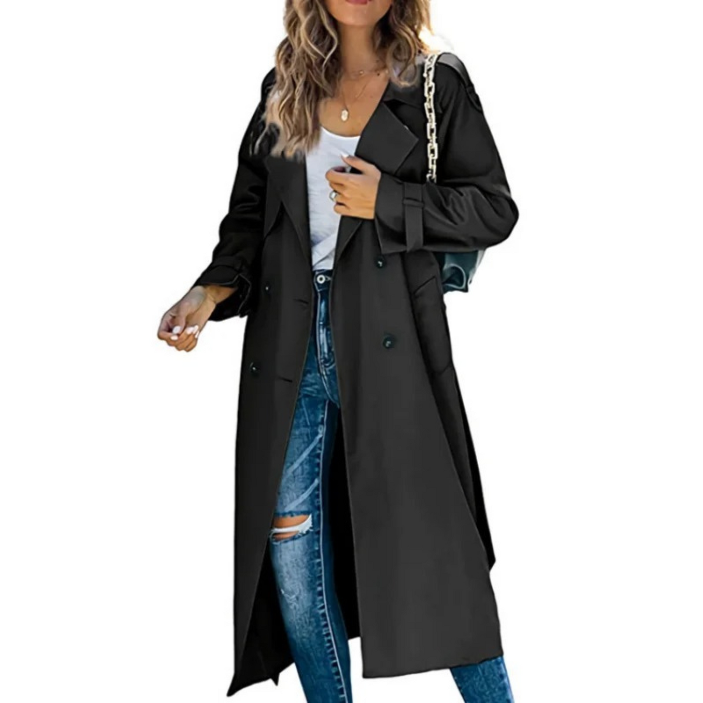 Esme casual trenchcoat met effen kleuren