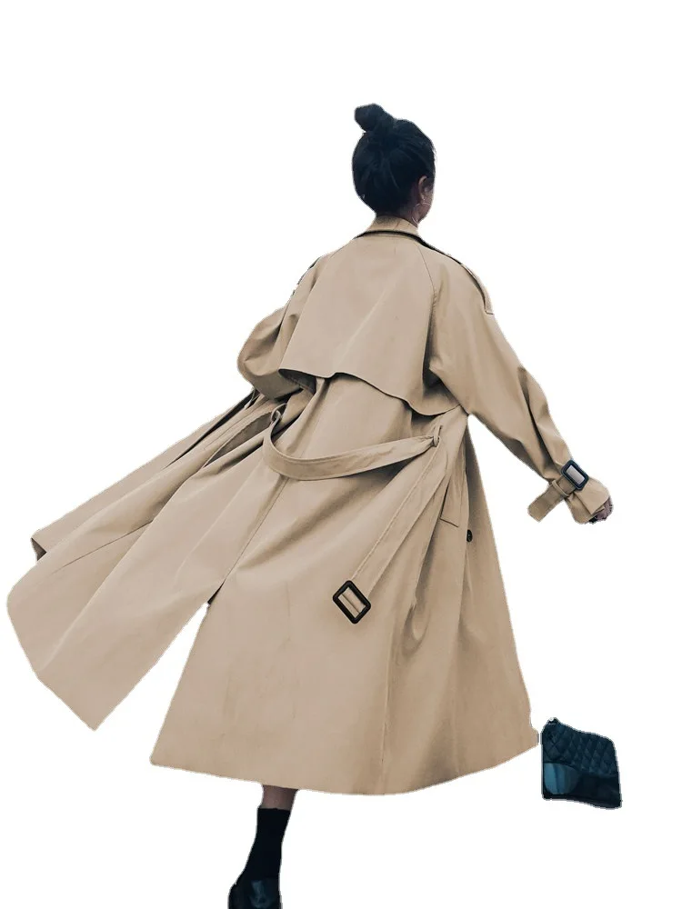 Stylish - Stijlvolle Lange Trenchcoat Dames met Verstelbare Riem en Pofmouwen