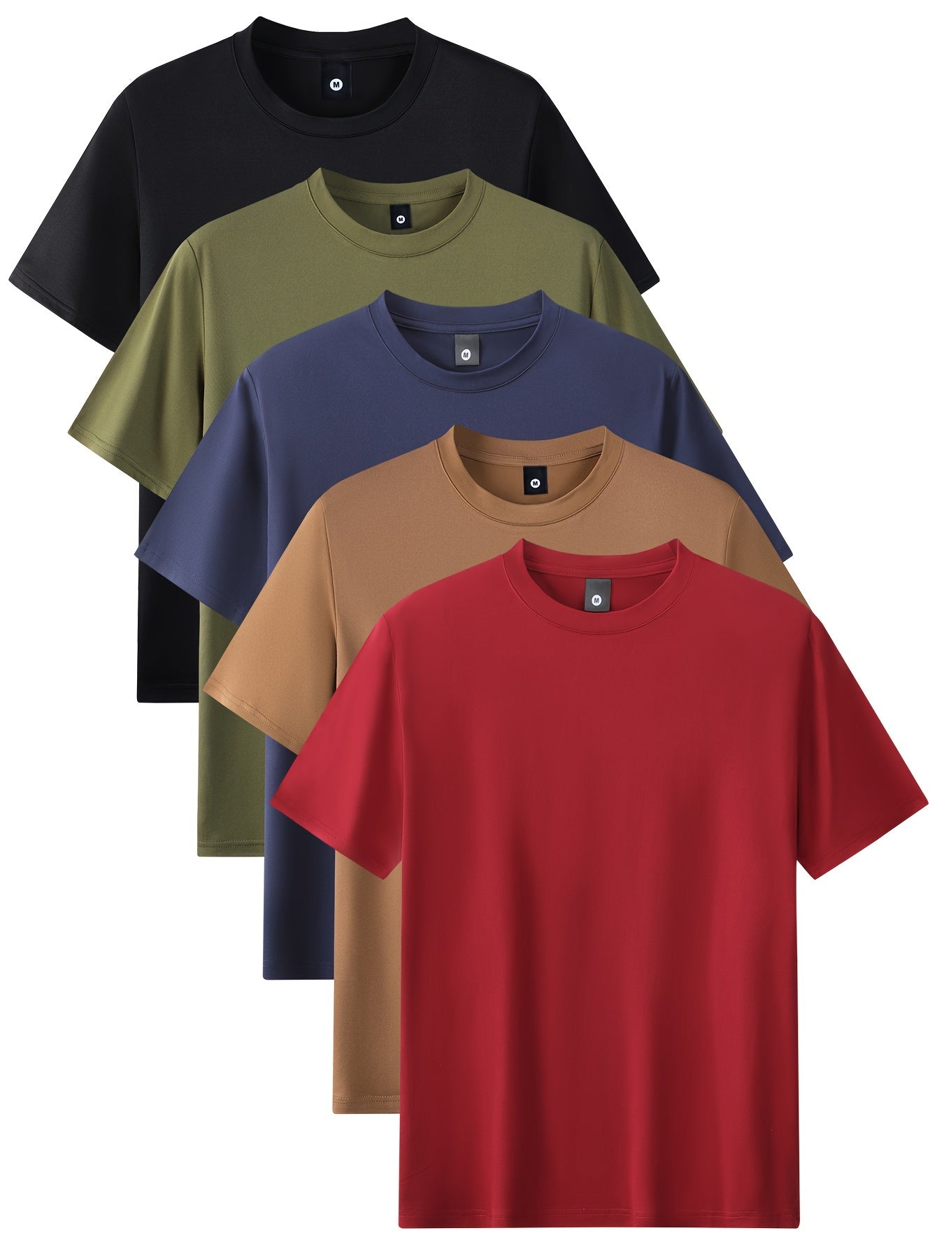 Niels | 5-delig heren sport T-shirt met comfortabele stretch ronde hals