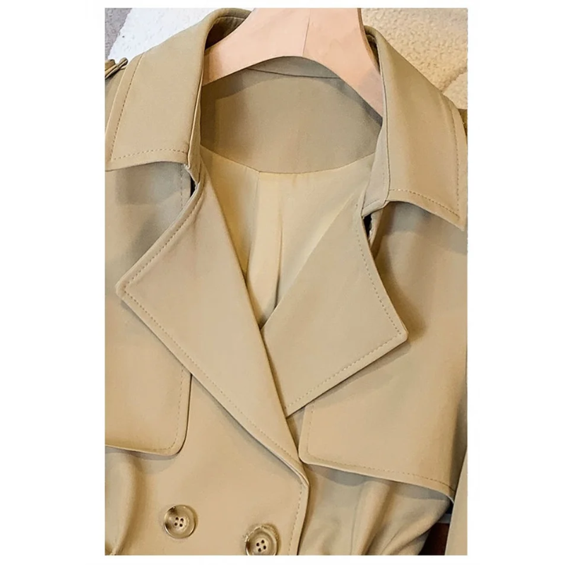 Glanzes - Korte Trenchcoat Dames met Taillekoord en Manchetten met Riem