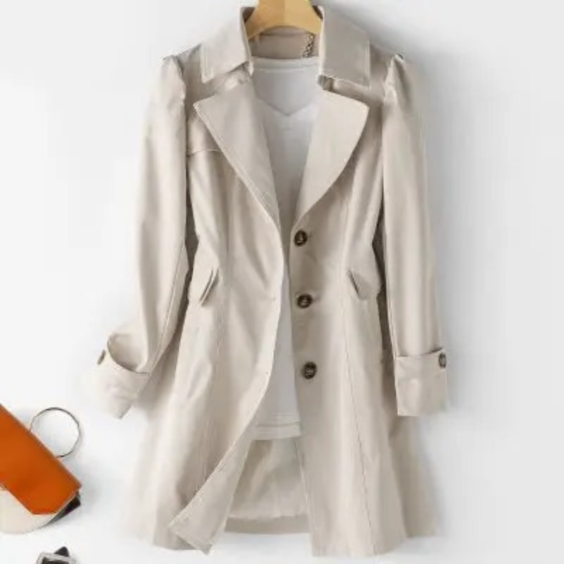 Elegant - Klassieke Trenchcoat Dames met Knoopsluiting en Ceintuur, Lange Mouw