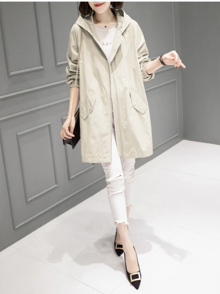 Coatlus - Trendy Trenchcoat Dames met Rits en Casual Pasvorm