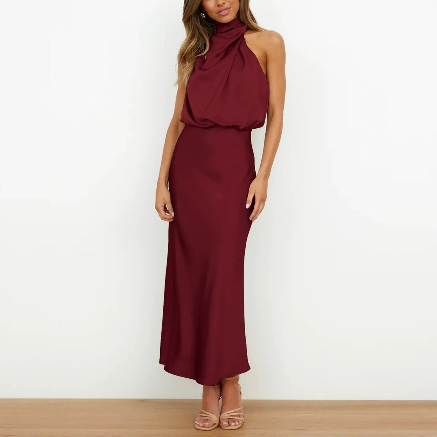 One Shoulder Satijnen Maxi Jurk Dames