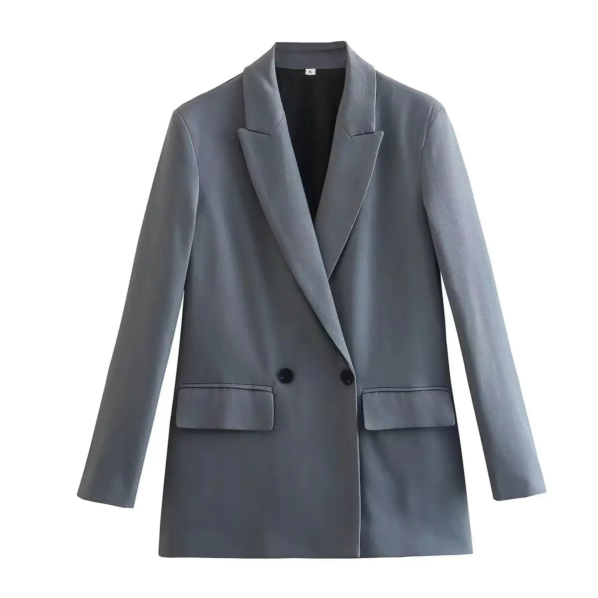 Volwena - Oversized Lange Dames Blazer met Reverskraag en Klepzakken