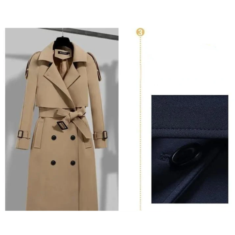 Modvrow - Trenchcoat Dames met Ceintuur en Dubbele Rij Knopen