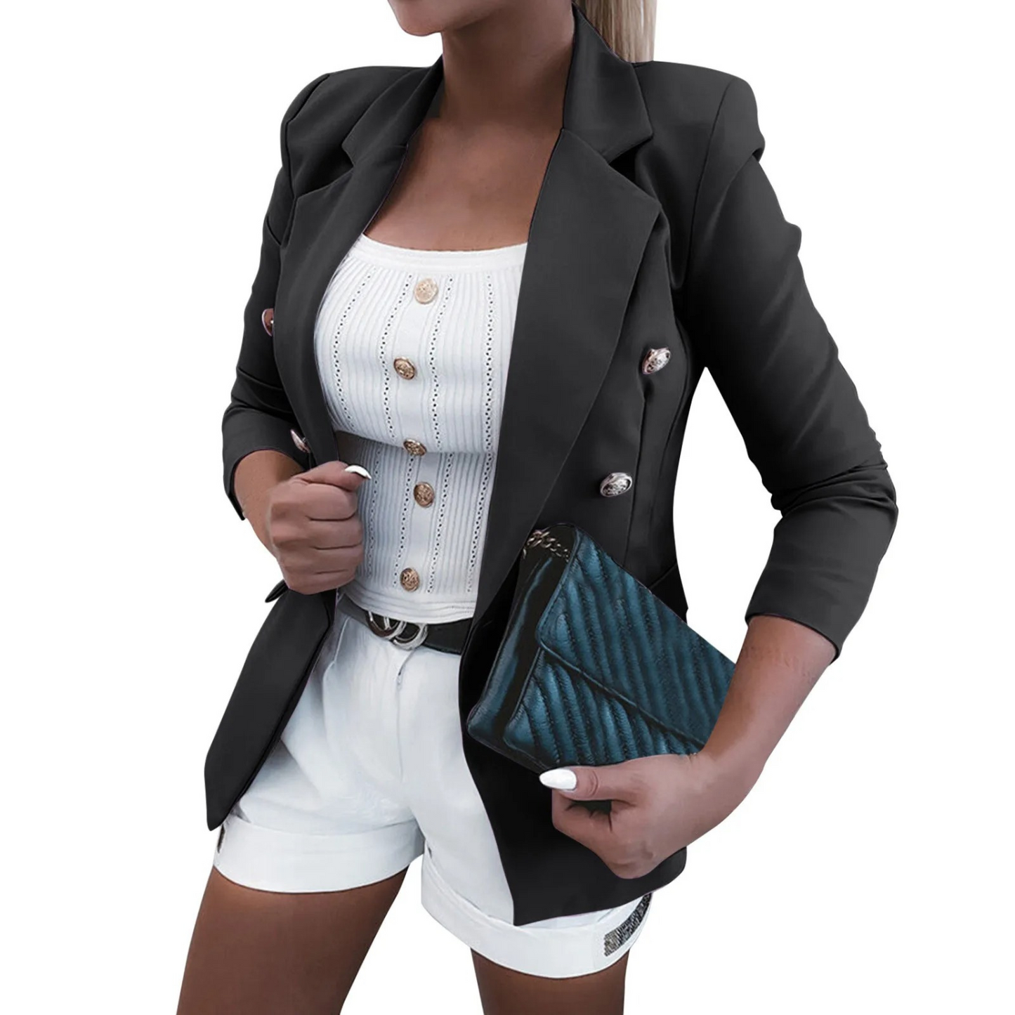 MODA Werk dames blazer met dubbele rij knopen