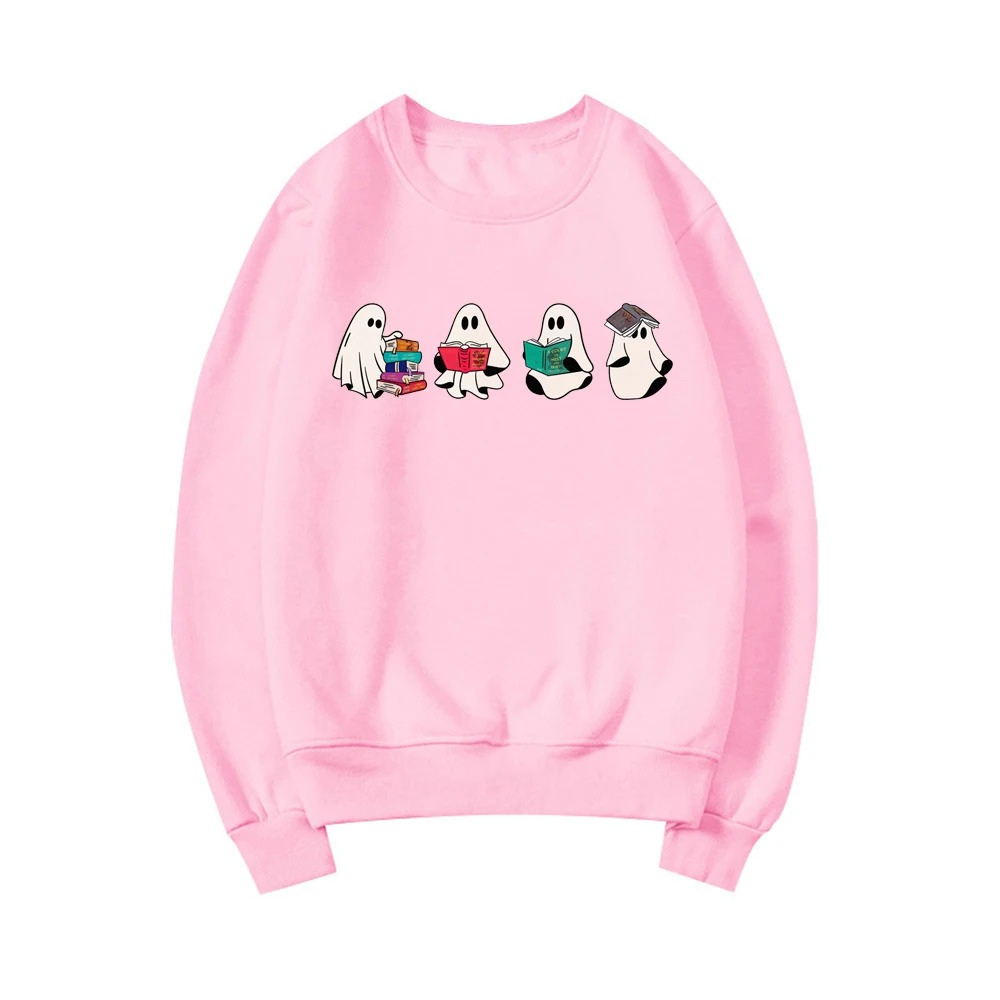 Prachty - Comfortabele Sweatshirt met Schattige Geest Lezen Print – Dames Trui