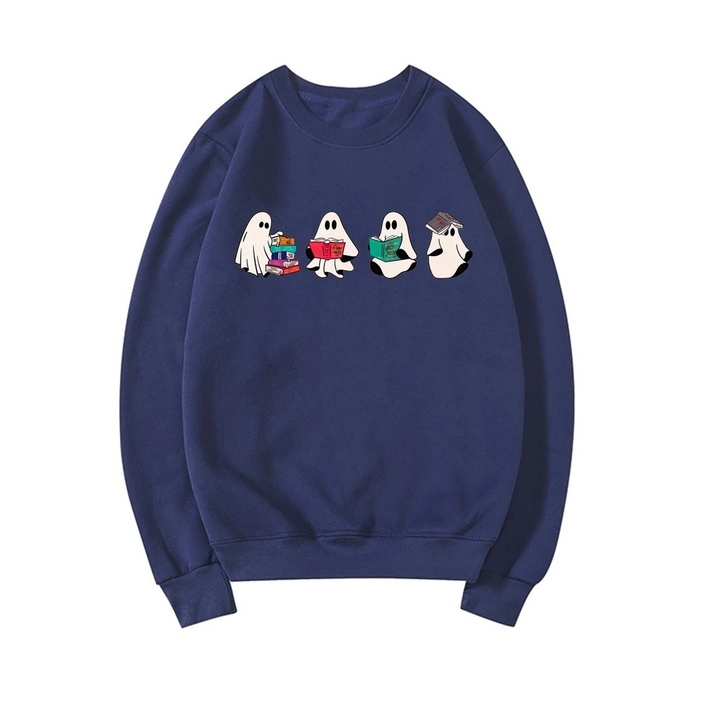 Prachty - Comfortabele Sweatshirt met Schattige Geest Lezen Print – Dames Trui