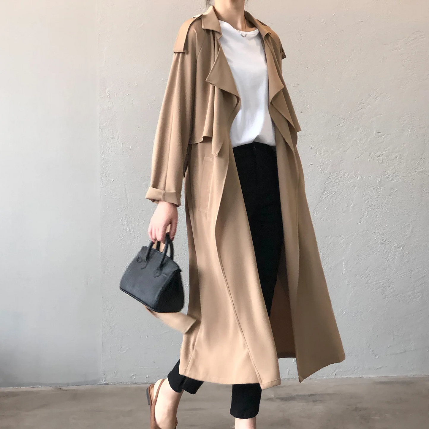 Stijlin - Lichte Trenchcoat Dames, Open Voorkant, Lange Casual Damesjas