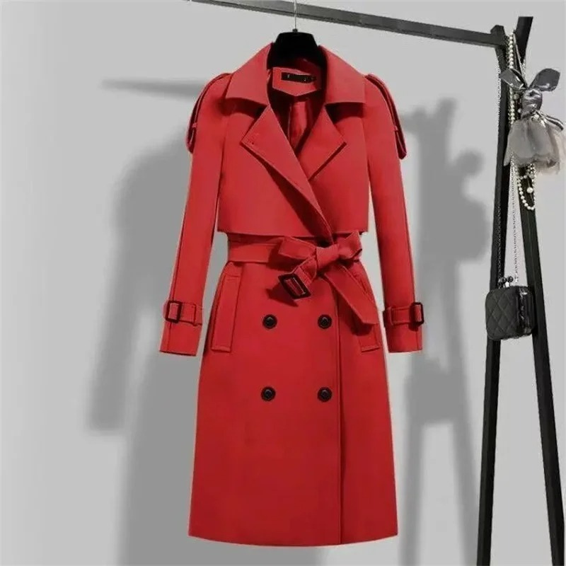 Coatlus - Dubbelrijige Trenchcoat voor Vrouwen - Veelzijdige Trenchcoat met Ceintuur Dames