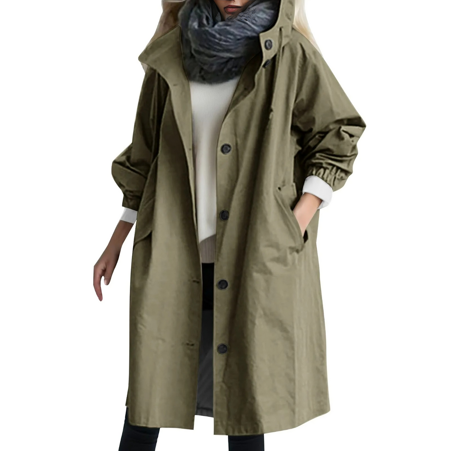 Aria winddichte capuchon trenchcoat