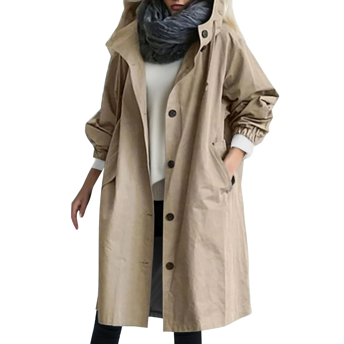 Aria winddichte capuchon trenchcoat