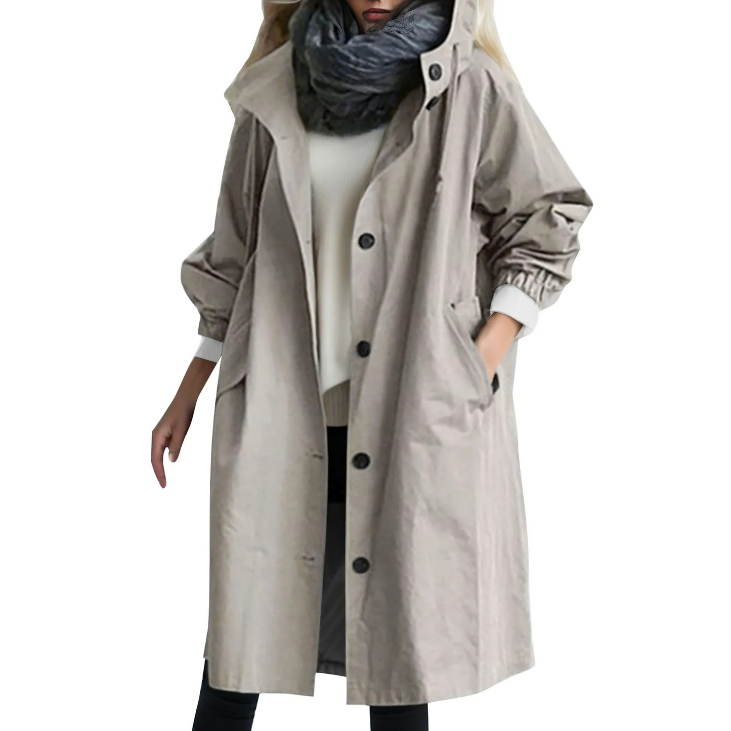 Aria winddichte capuchon trenchcoat