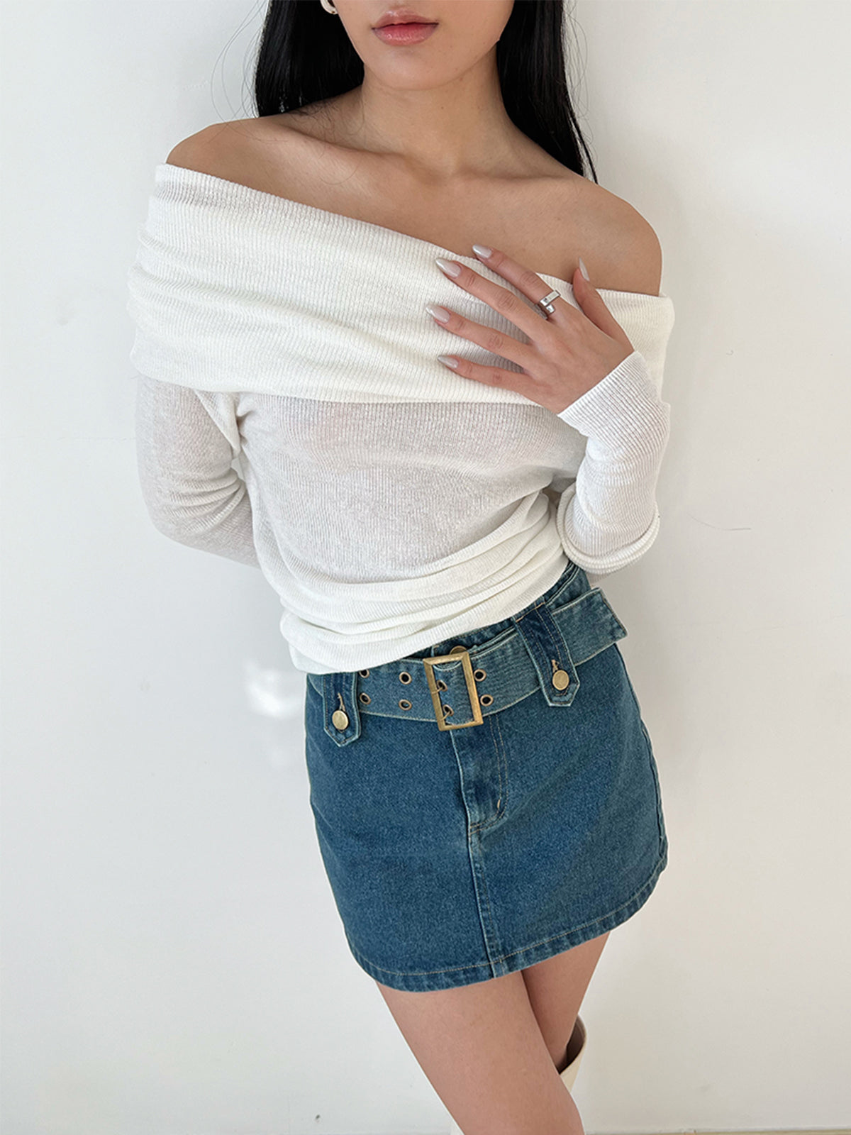 Lorena - Gevouwen Off Shoulder Top