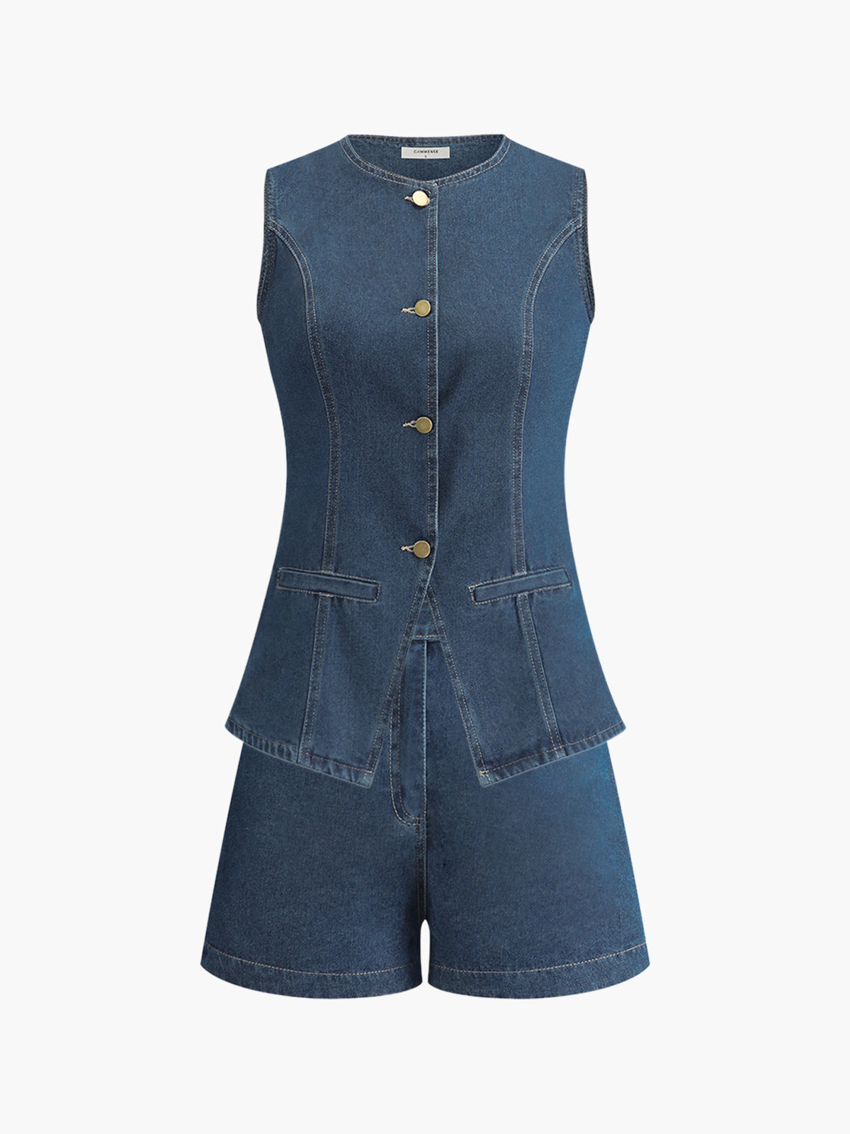 2-delige Denim Set Mouwloos Spijker Vest En Short