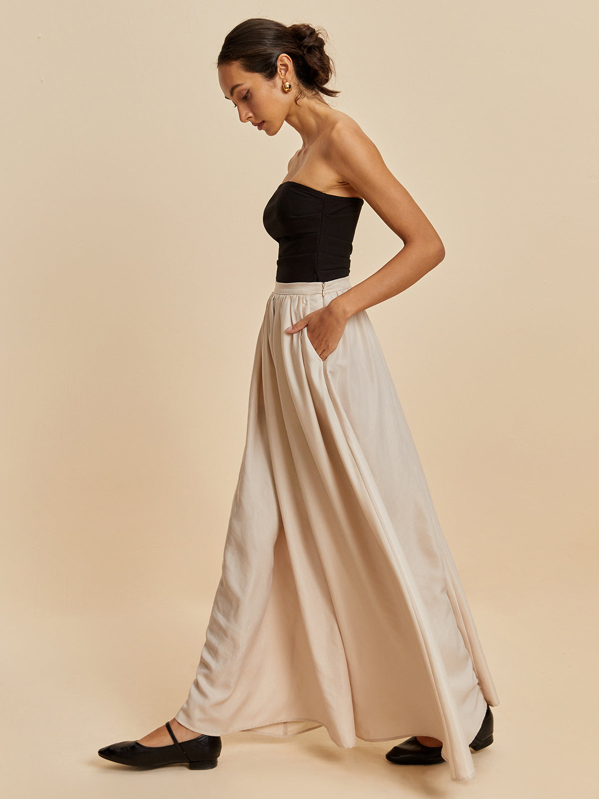 Gelaagde Maxi Rok Met Hoge Taille