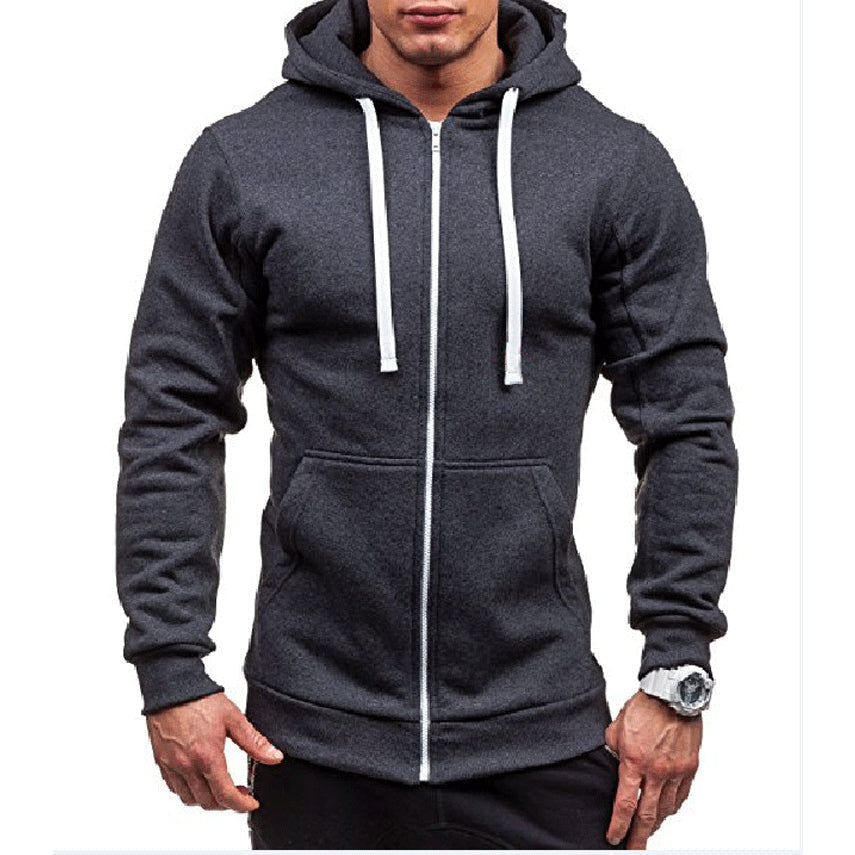 Lars | Winddichte heren hoodie met rits in fleece