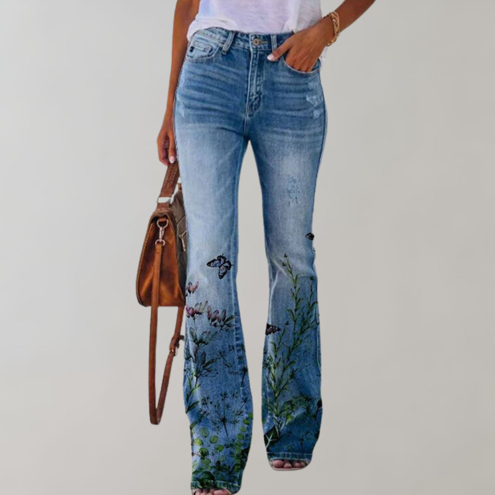 Nesta - Flare Broek Met Bloemenprint Dames