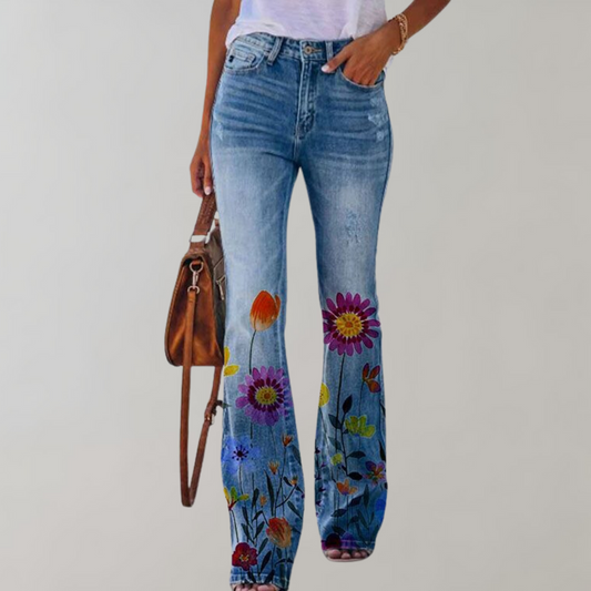 Nesta - Flare Broek Met Bloemenprint Dames