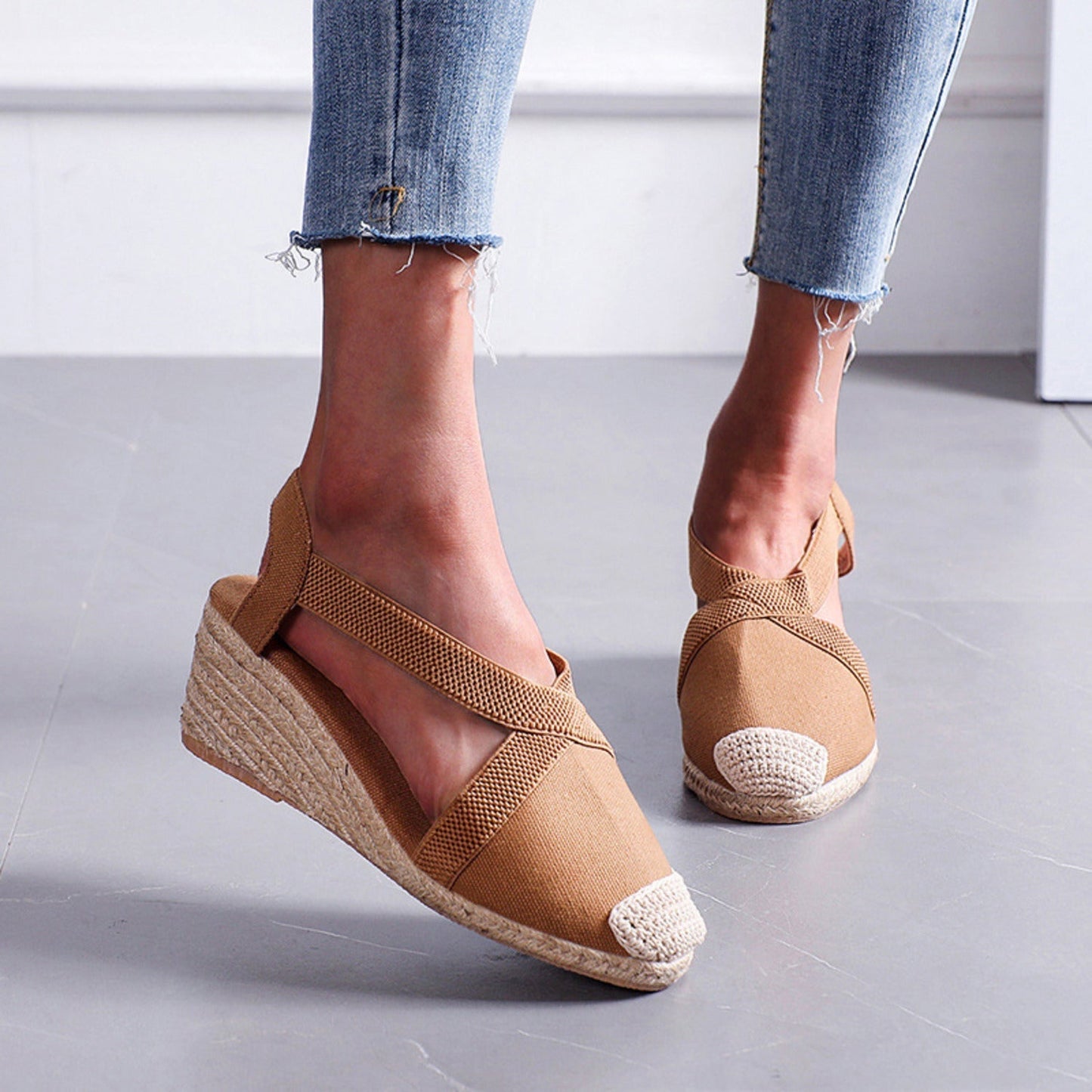 Noa | Espadrilles met gevlochten strozool