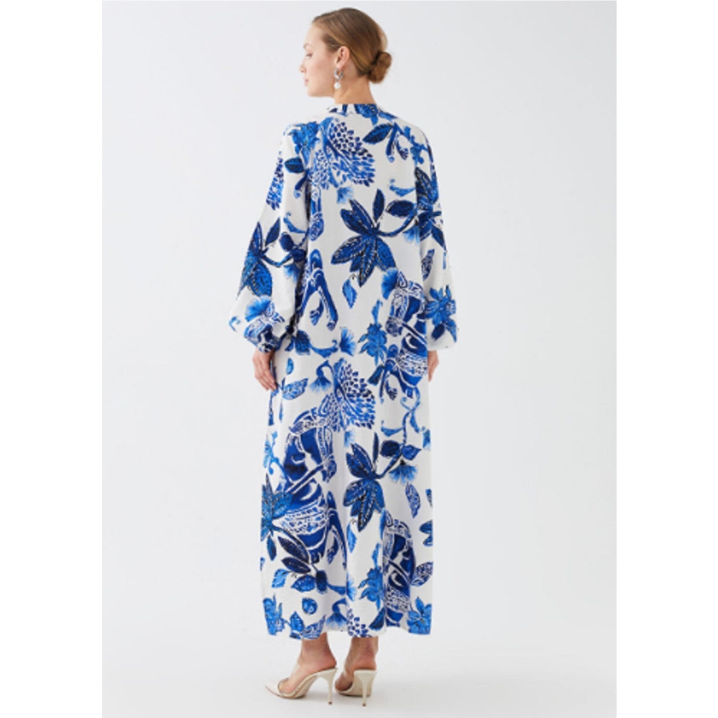 MODA comfortabele blousejurk met witte bloemenprint