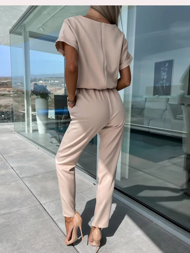 Lotte | Jumpsuit met korte mouw en ceintuur