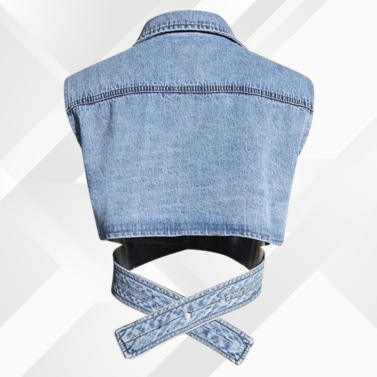 Nelia - Denim vest en blouse met pofmouwen