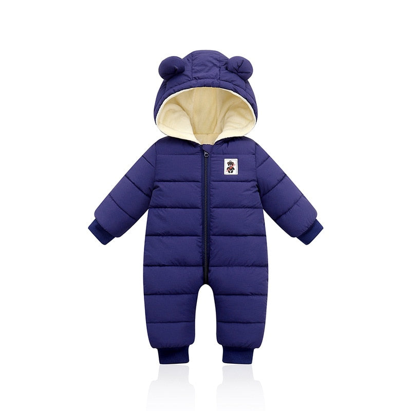 Warme en knusse baby winterromper met oortjes