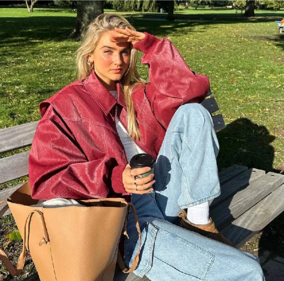 Faye - Oversized Leren Jas