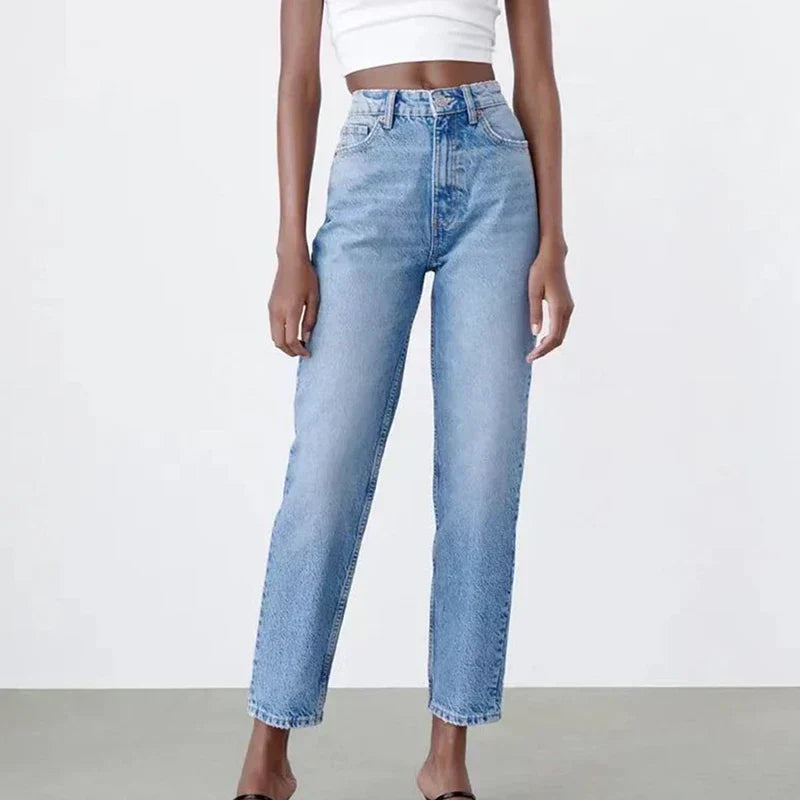 Straight Jeans Met Hoge Taille Dames