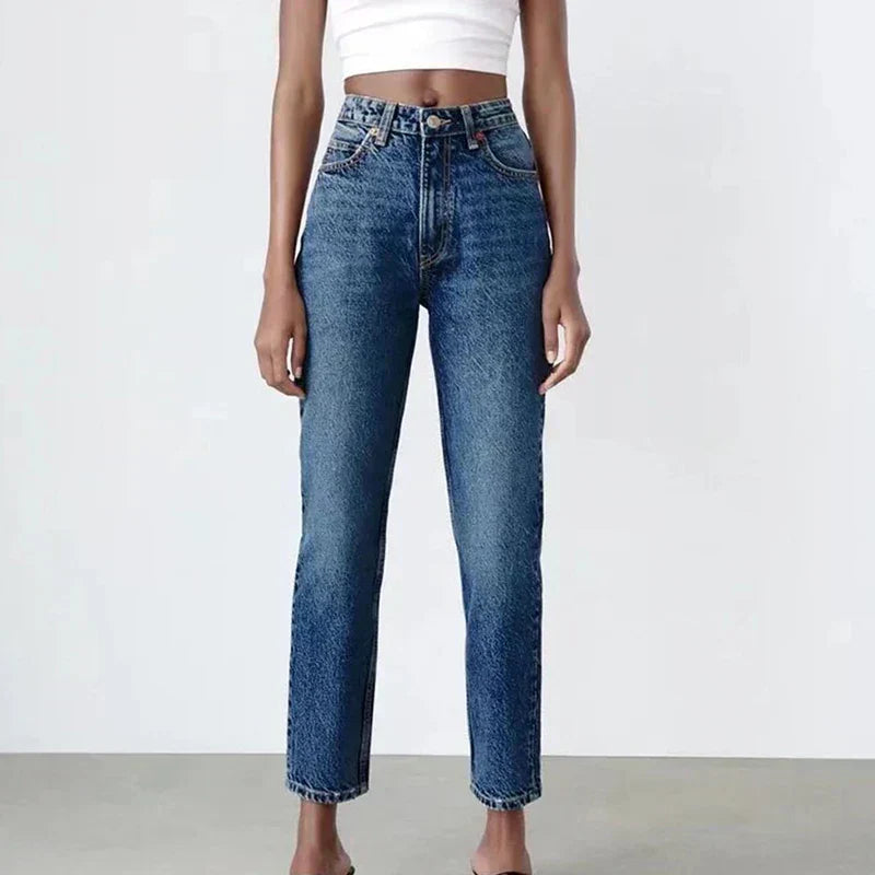 Straight Jeans Met Hoge Taille Dames