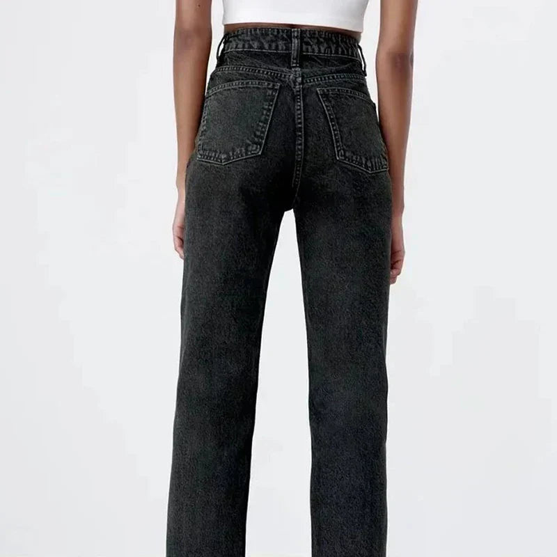 Straight Jeans Met Hoge Taille Dames