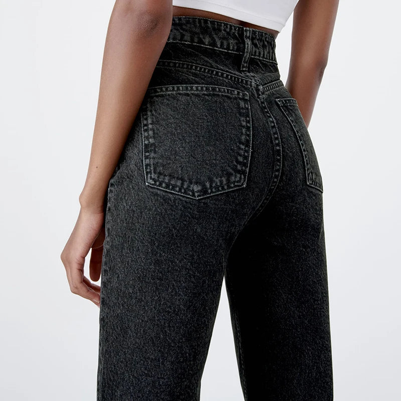 Straight Jeans Met Hoge Taille Dames