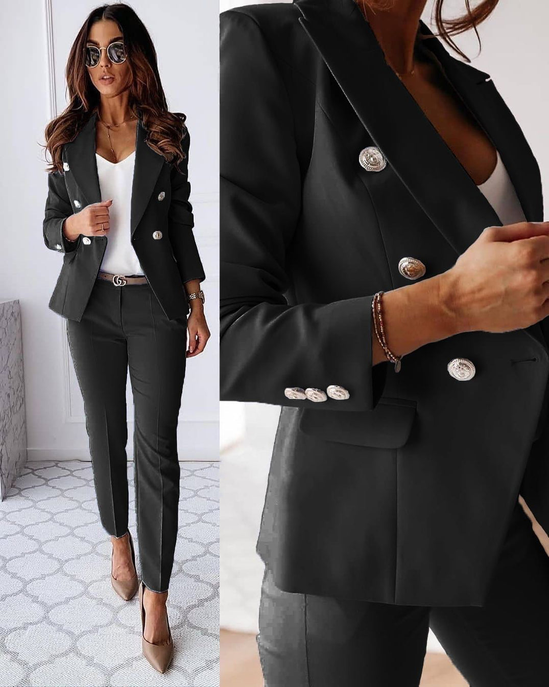 Elegant 2-Delig Damespak Met Blazer & Broek