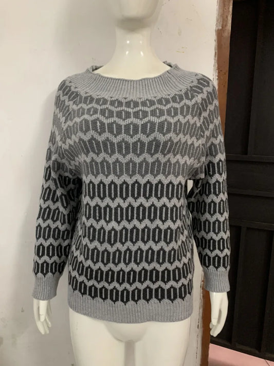 Leny - Sweater met ronde hals en keperstof