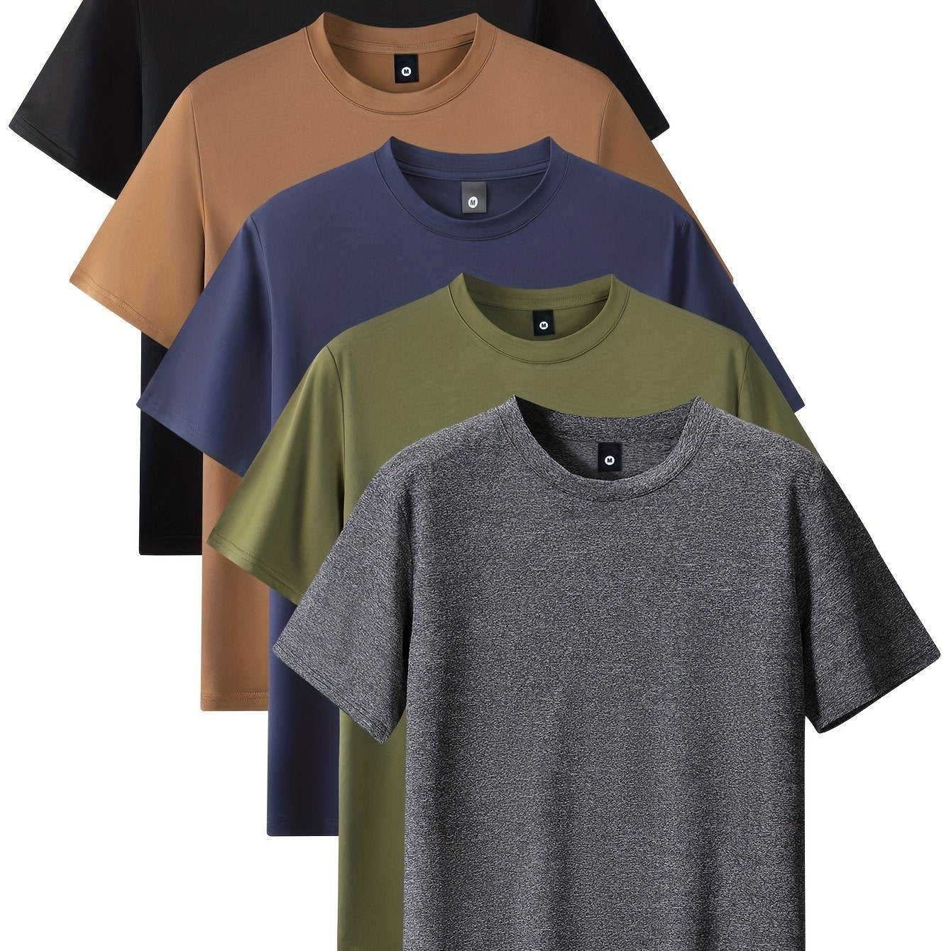 Niels | 5-delig heren sport T-shirt met comfortabele stretch ronde hals