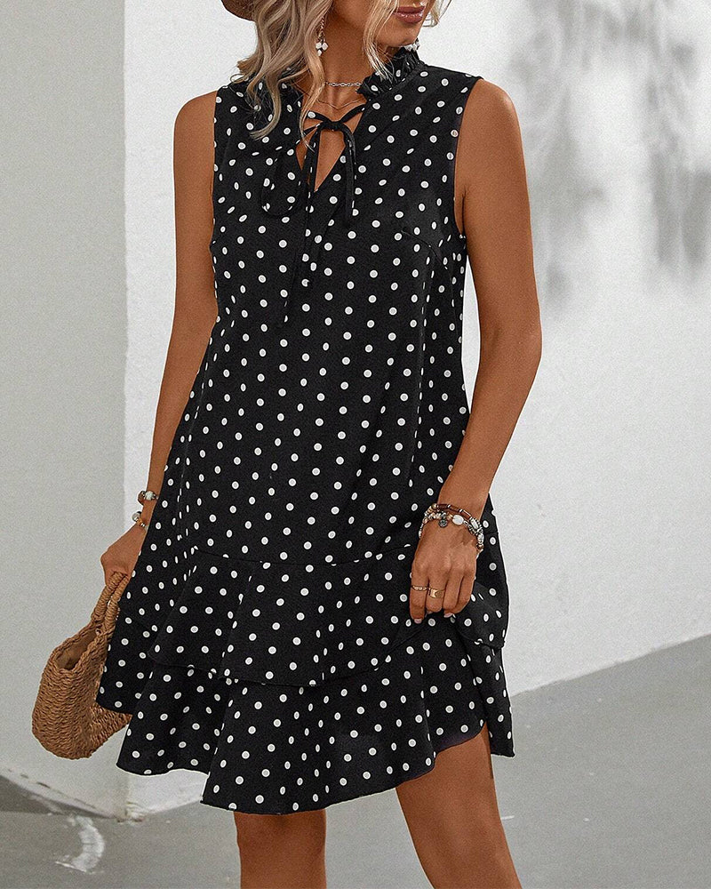 Mouwloze Polka Dot Jurk