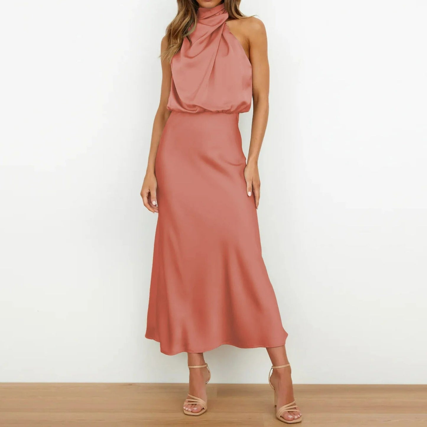 One Shoulder Satijnen Maxi Jurk Dames